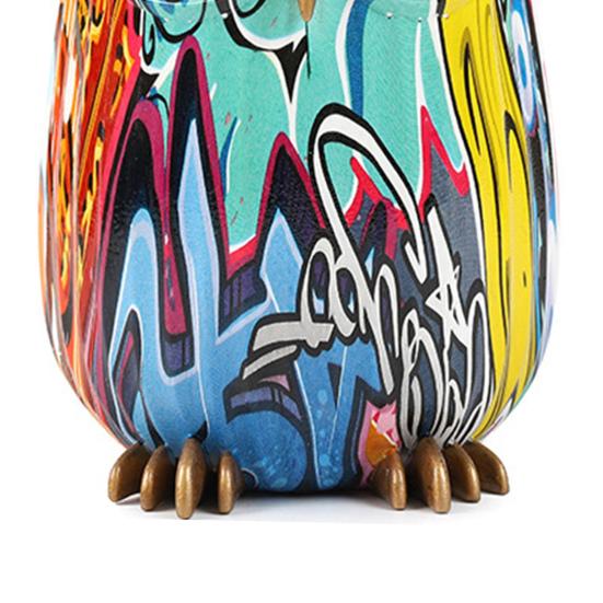 Graffiti-Eulenfigur, Harz-Eulen-Ornament, Desktop-Mehrfarbige Eulenstatue für Zuhause, TV-Ständer, Büro, Bücherregal, Schreibtisch-Dekoration