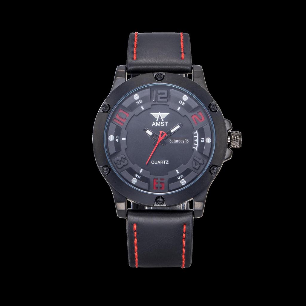 AMST Aimeishi Relógio de Quartzo Esportivo à Prova d'Água Fashion com Mostrador Grande Retrô e Calendário
