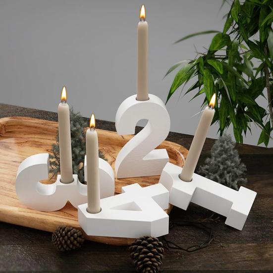 Silicone Candle Holder Mould Smooth Non-Stick Reusable Easy Release Number Candle Soap Making Decoration Mold