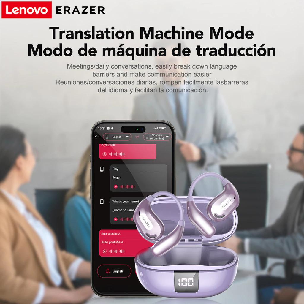Lenovo Auriculares inalámbricos Bluetooth ERAZER XT66 PRO OWS con micrófono, auriculares deportivos con función de traducción.