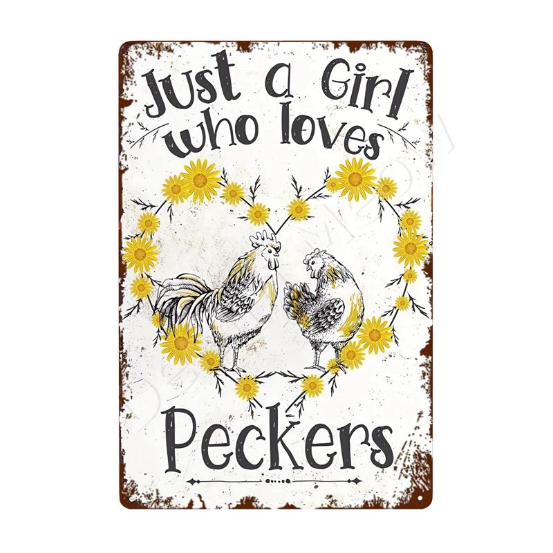 The Fluffy Butt Hut Vintage Retro Metal Sign Hot Chicks Funny Wall Art Sign Welcome To Our Coop Kitchen Farmhouse Wall Decor