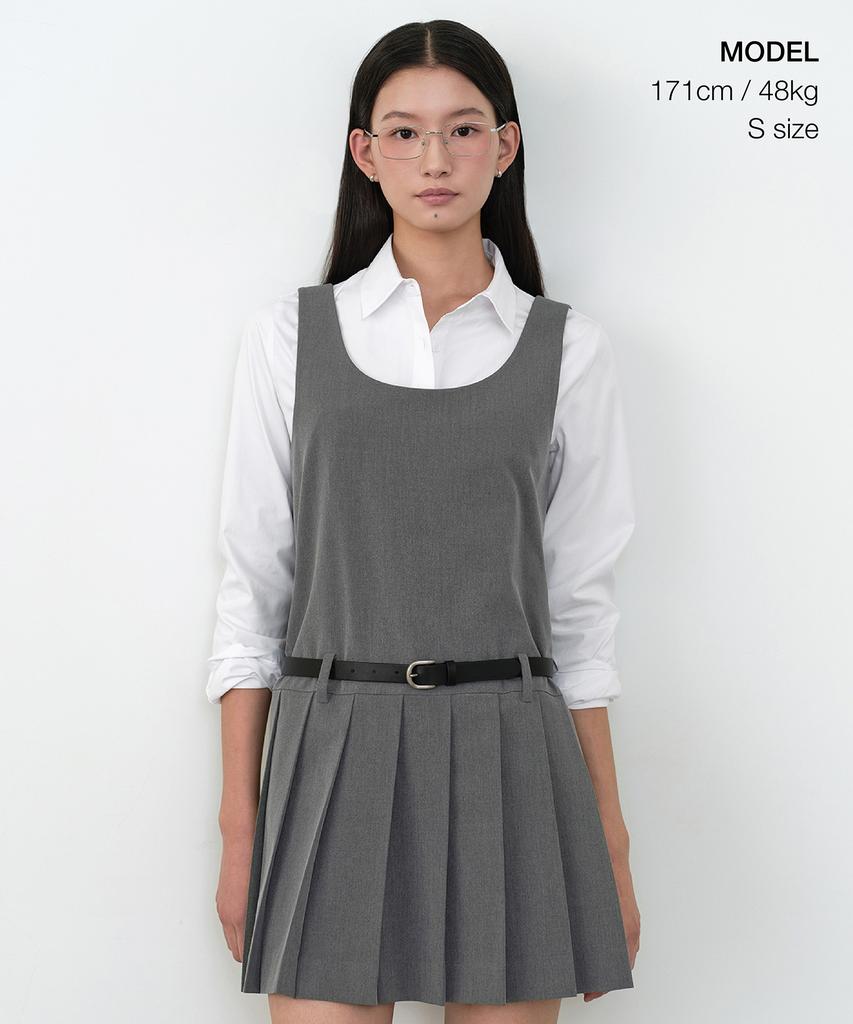 Musinsa Standard Woman Women'S Pleated Mini Dress [Melange Gray]