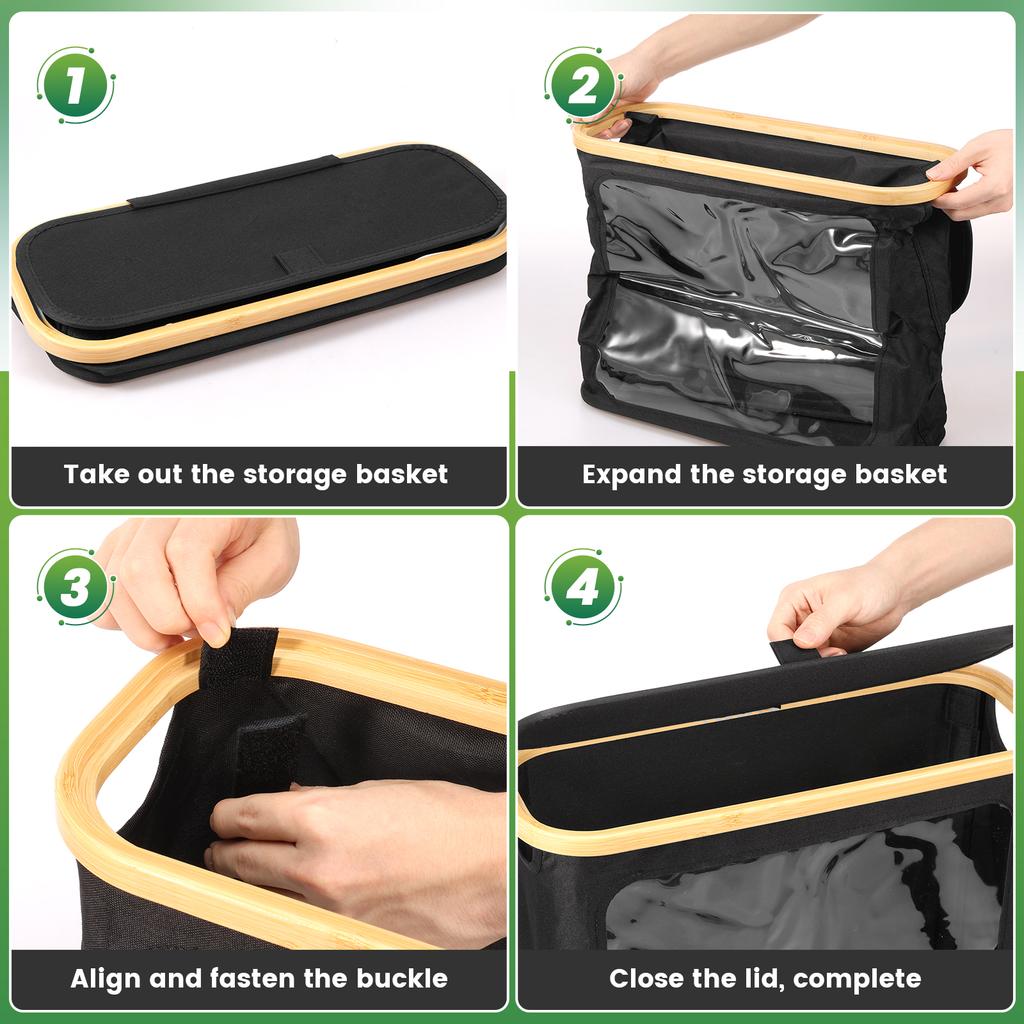 Bathroom Toilet Paper Basket Foldable Storage Box with Bamboo Lid Large Capacity Waterproof Tissue Organization Basket Dispenser