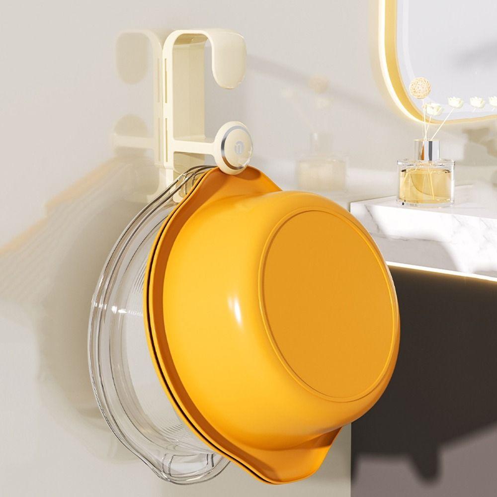 2Pcs Plastic Washbasin Hook Wall Mounted Stretchable Washbasin Storage Shelf Space Saving Self-adhesive Basin Storage Rack