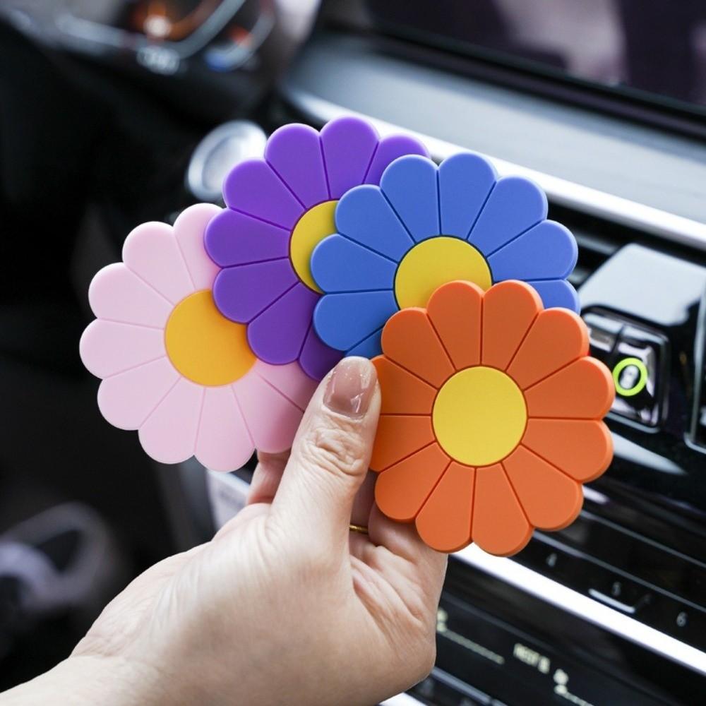Anti-slip Cup Holder Mat Flower Cup Coaster Round Daisy Car Accessories  Car Interior