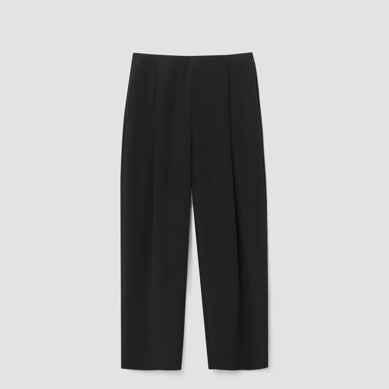 OVV Women's Loose Pleated Cropped Tapered Trousers