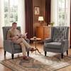 Lounge Chair, Mid-Century Velvet Accent Chair, High Tufted Wingback, Grey