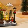 Drehende Weihnachtsbaumfiguren Dekoration mit LED-Licht und Musik Animiertes Dorf Harzornament Geschenk