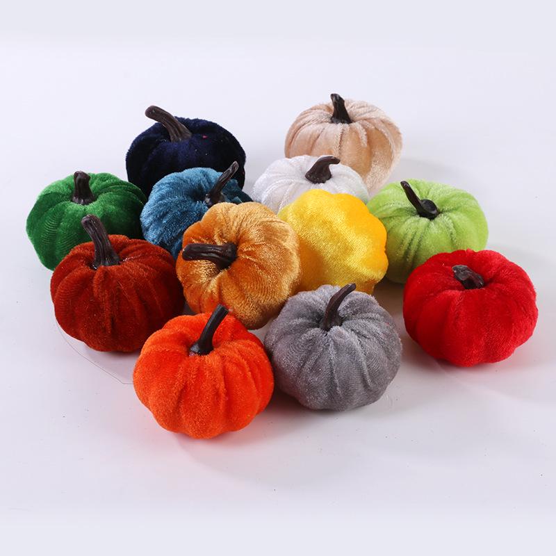 Thanksgiving Velvet Pumpkin Decoration - Table Ornament & Photography Prop