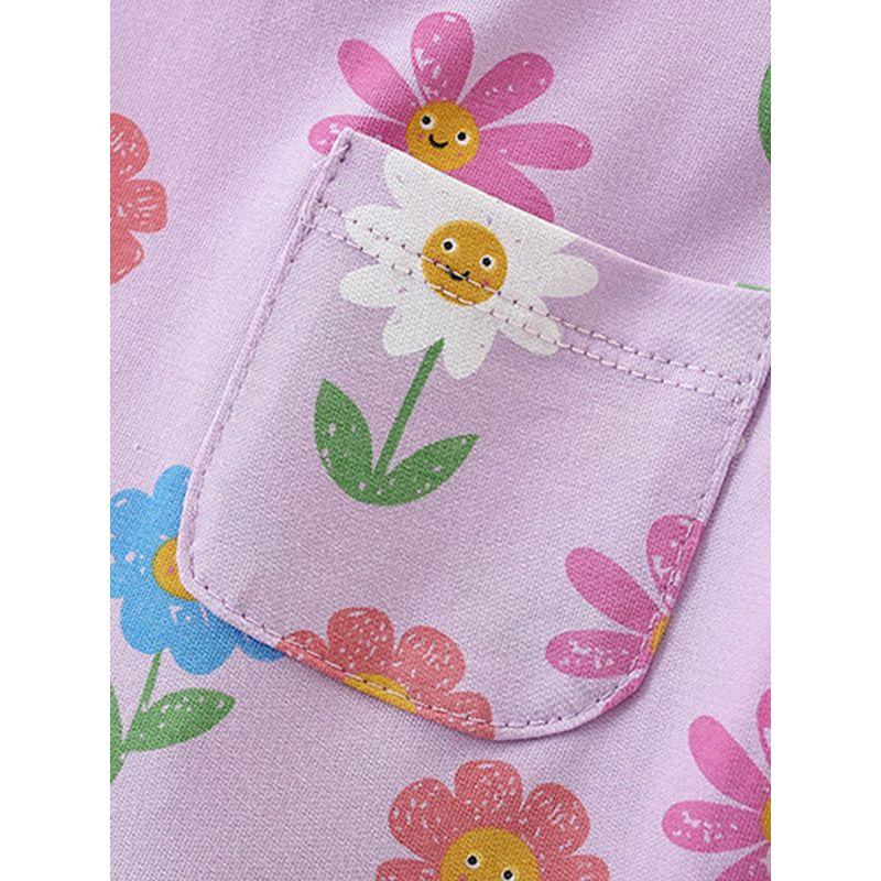 Dress, Baby Spring & Fall Clothing, Kidsren's Purple Flower Pure Cotton Princess Dress, Small and Medium-Sized Kidsren's Fashionable Knitted Dress