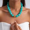 Multi Color Beaded Necklace Resin Acrylic Vintage Choker Resin Beaded Chokers  Vacation Accessories