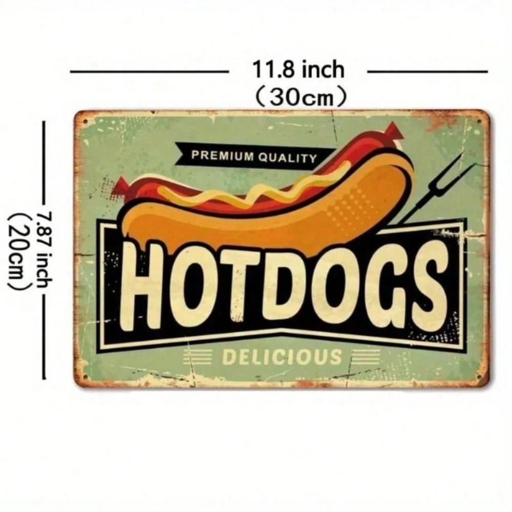 Vintage Hot Dog Metall-Wandposter für Bar