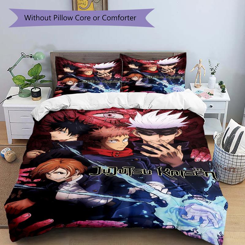 Jujutsu Kaisen Magic Battle Print 3Pcs Bedding Setduvet Cover With 2 Bedropillowcase Home Birthday Gift