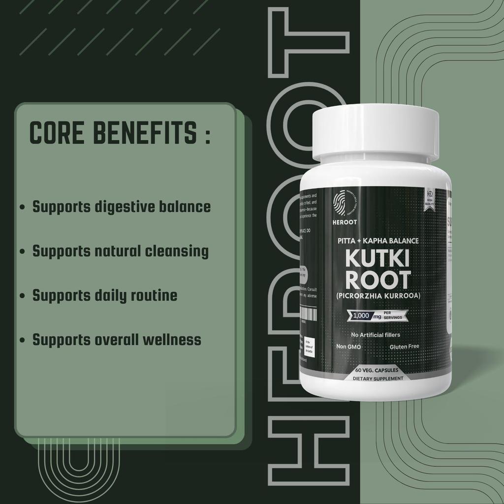 Kutki Capsules | Picrorhiza Kurroa | 60 Count | Veg Capsules
