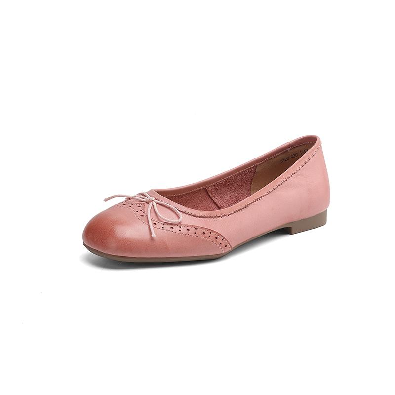 Fashion New Spring/Summer Genuine Leather Women Pumps Shoes for Women Fashion Brogue Designs Round Toe Loafers Shoes Women Low Heels