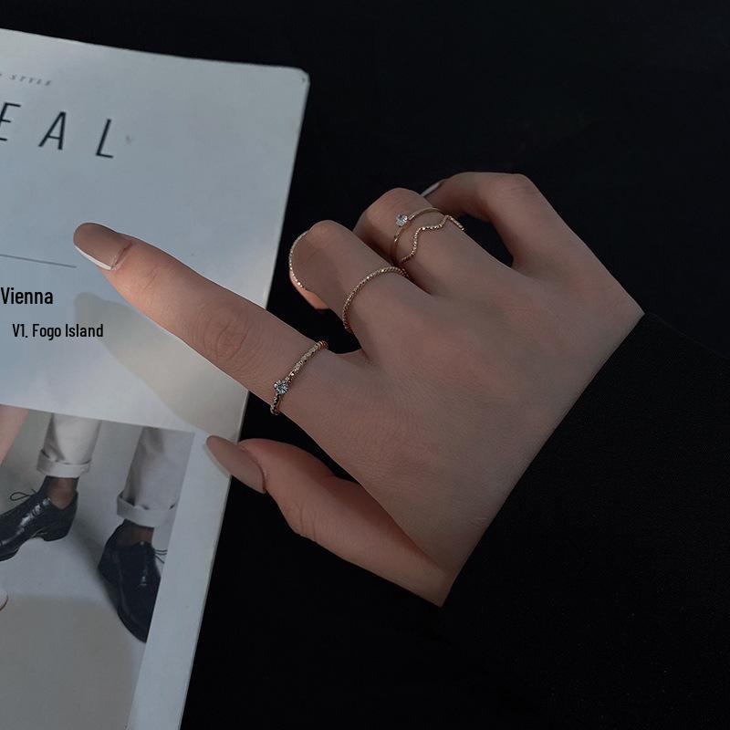 Trendy Minimalist Ring Set for Women: Adjustable Index & Joint Rings, Popular Fashion Statement.