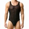 Men's One Piece Bodysuit Shapewear Mesh Fabric Slim Fit Tank Top Style Undergarment Stretchable Design for Daily Wear