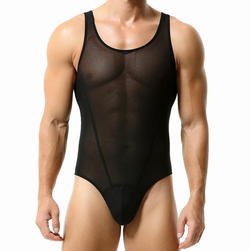 Men's One Piece Bodysuit Shapewear Mesh Fabric Slim Fit Tank Top Style Undergarment Stretchable Design for Daily Wear