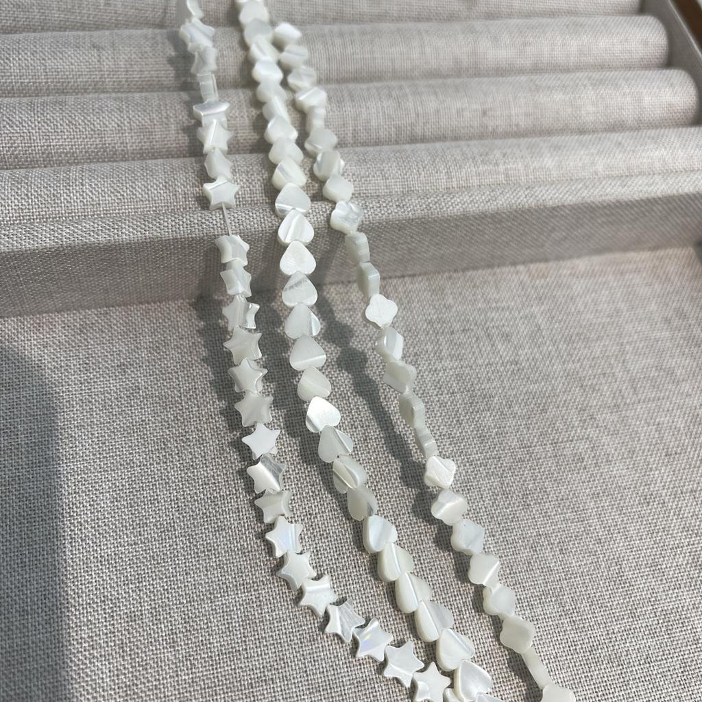 Natural White Mother-of-Pearl Star Bead Strand, 18 Cm, 8x8 Mm Shell Beads for DIY Jewelry Making (Bracelets and Necklaces)