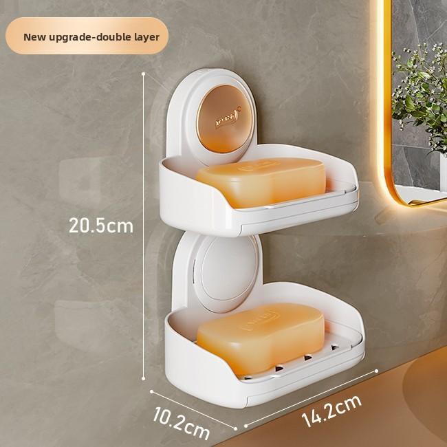 Bathroom Non Perforated Soap Box Suction Cup Wall Mounted Toilet Single and Double Layer Washroom Household Drain Storage Rack