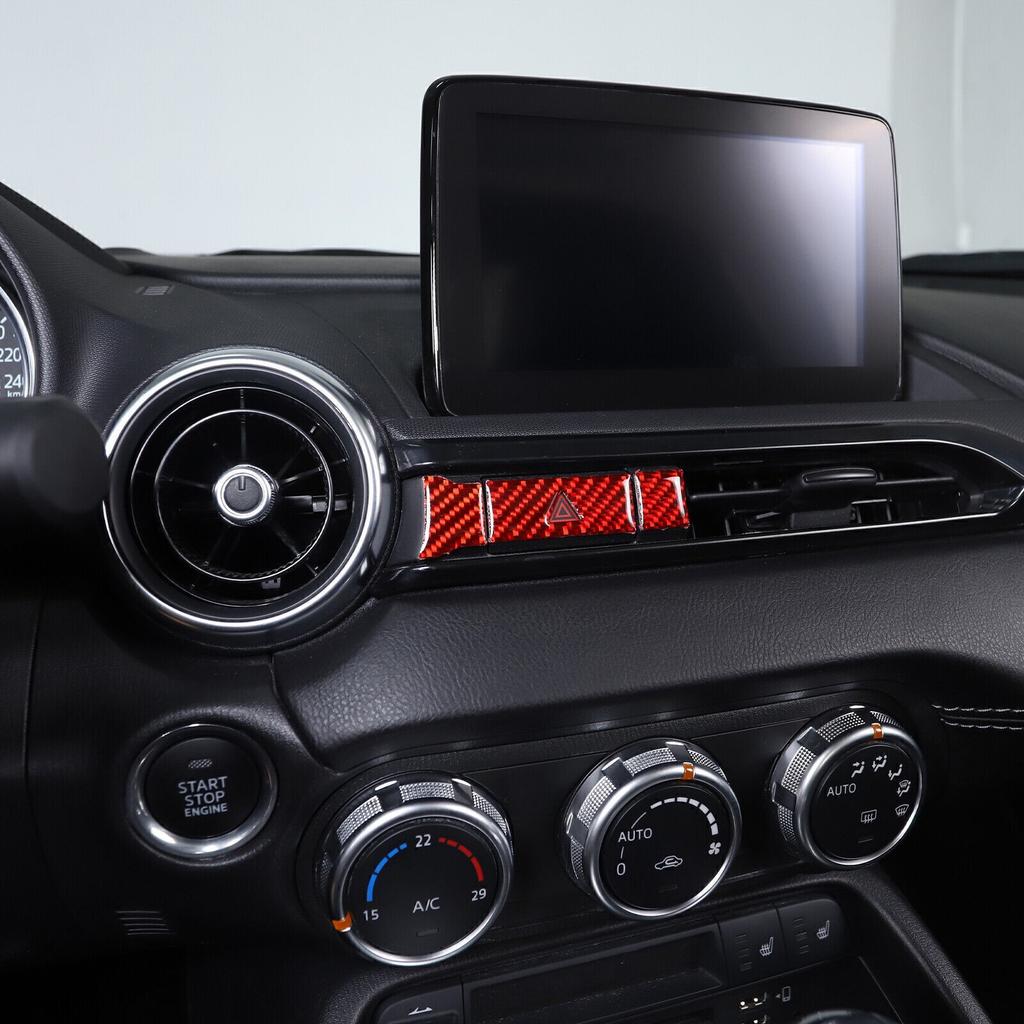 For Mazda MX-5 2016-2024 Red Real Carbon Fiber Emergency Light Switch Panel Trim