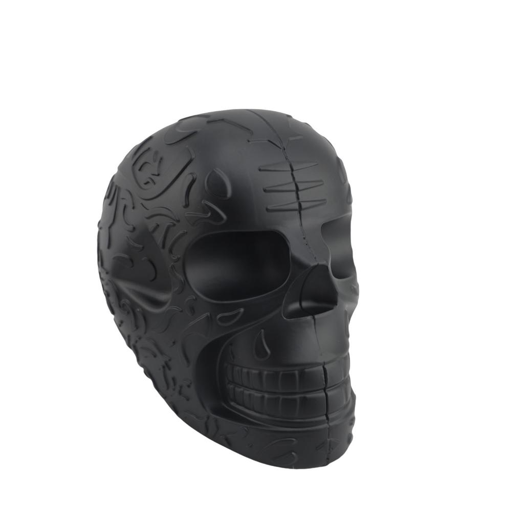 Metal Skull Helmet Holder Rack 180 Degree Rotation Wall Mount Aluminum Hardware with 2 Hooks Black