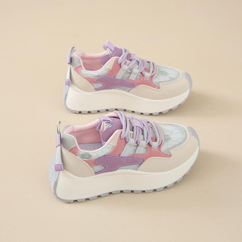 CRLAYDK Summer 2025 Women's Tennis Platform Walking Shoes Breathable Casual Sneakers Comfort Lace-up Sports Stylish Trainers