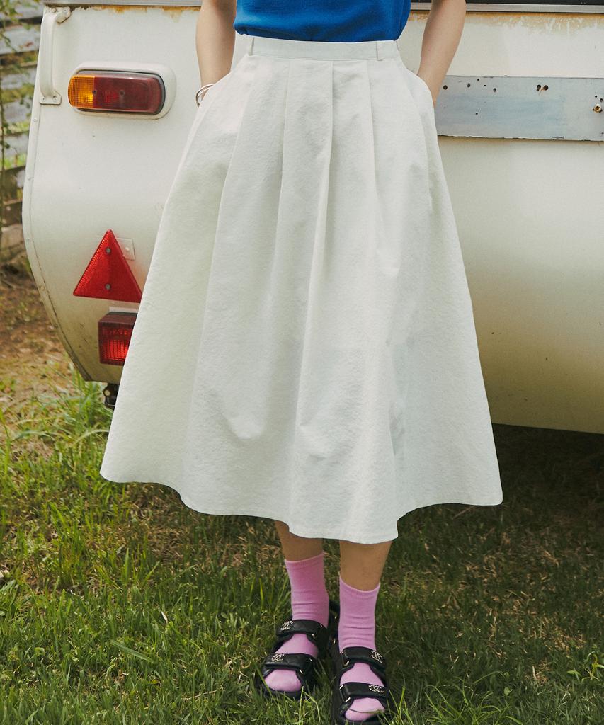 Banwonateullie P3162 Seersucker Midi Skirt_Cream