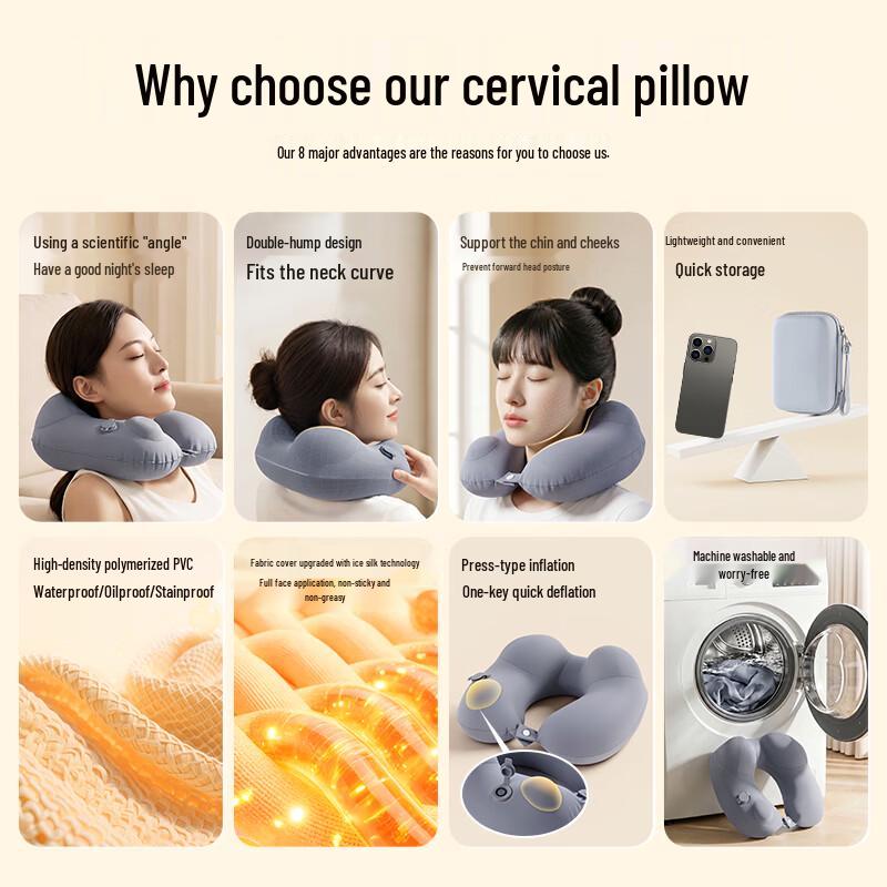 Press-Type Inflatable U-shaped Travel Neck Pillow