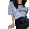 Clash of Colours Round Neck Short Sleeve T-shirt Women's Summer Letters Printed Loose Short Retro Tops