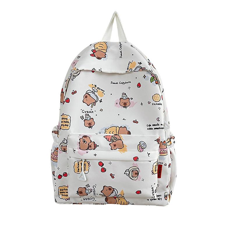 Cute Capybara Printed Backpack ins Versatile Fashion Cartoon Middle School School Bag Women's Large Capacity Backpack