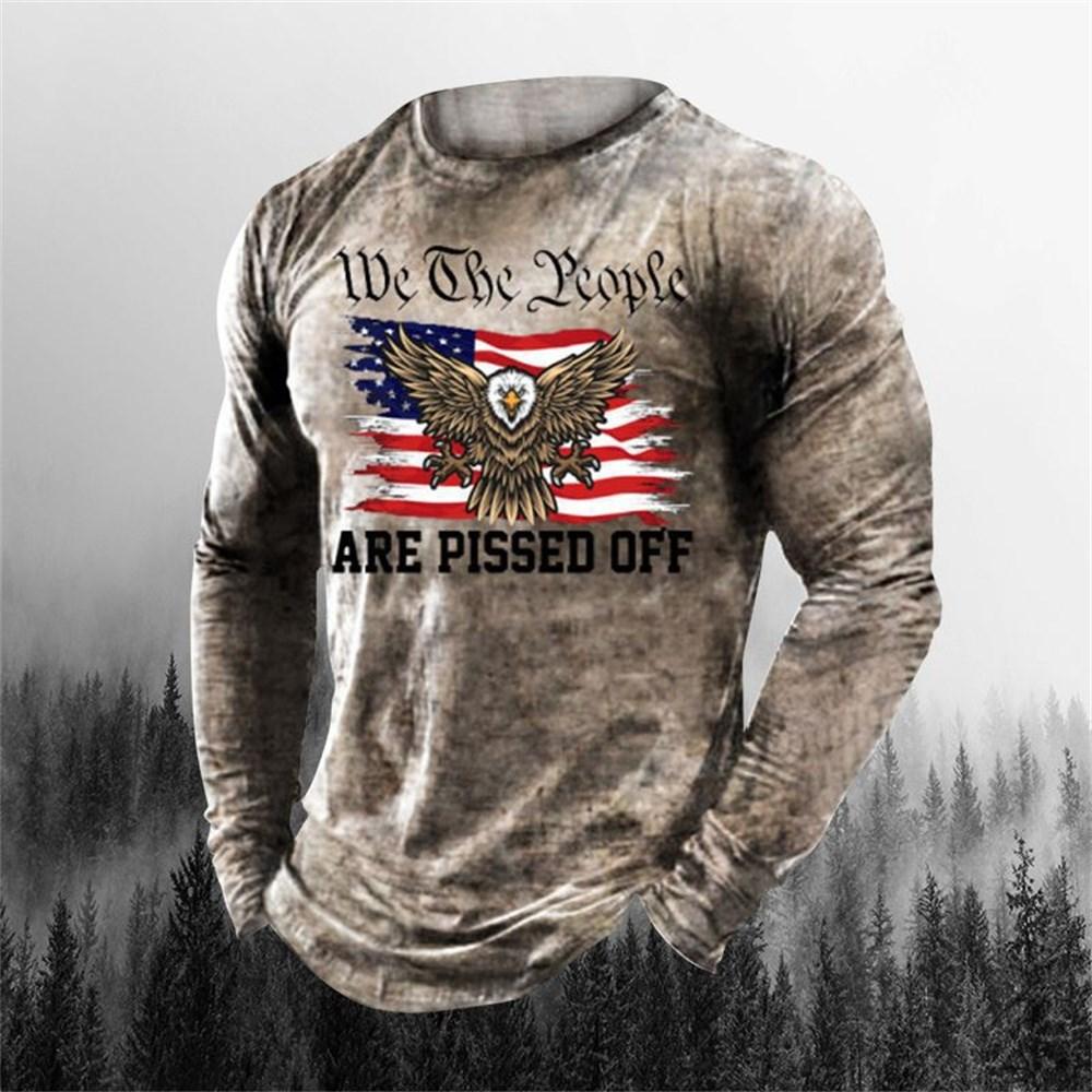 3D Printing Men's Round Neck Long Sleeves Street Trend Hip-hop Oversized Punk T-shirt Pullover Vintage Skull T-shirt