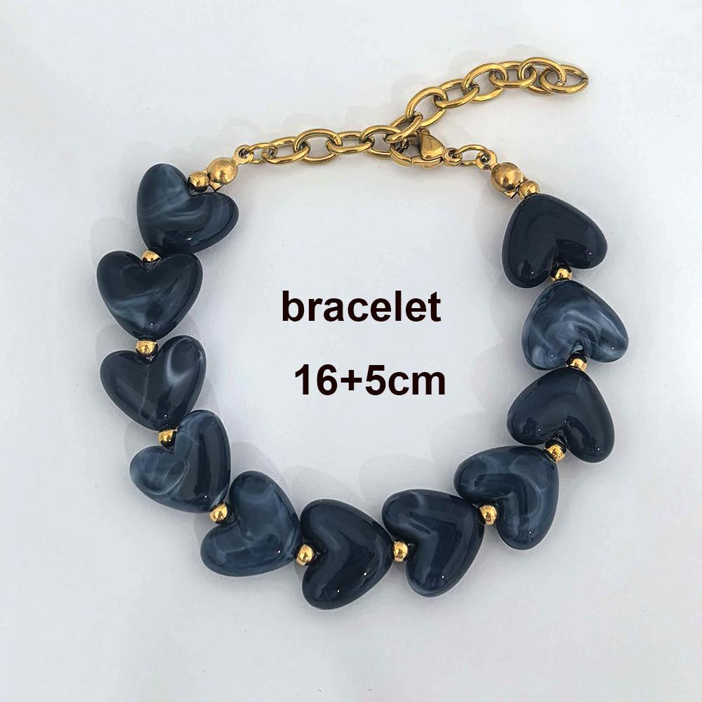 Love Resin Heart Necklace Women Choker Gold Beads Stainless Steel White Red Green Coffee Beige Waterproof Diy Handmade
