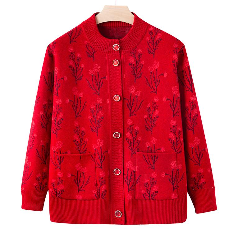 

Кардиган свитер для пожилой осени, свитер средней возрастной категории, пальто, бабушкино осеннее повседневное пальто XL