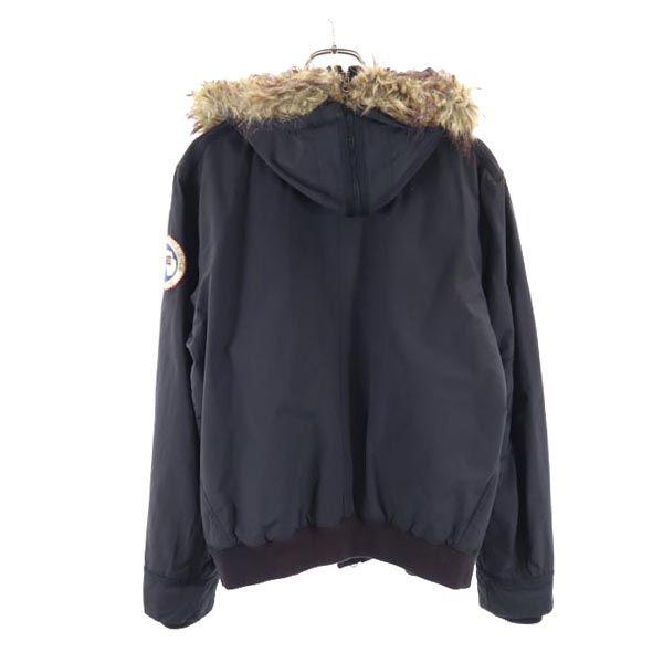 Napapijri Long Sleeve Cotton Filling Nylon Jacket S Black Fur Hood Men's Used