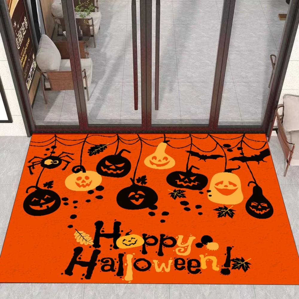 Halloween Themed Entrance Mat Pumpkin Bat Castle Non Slip Entrance Mat Holiday Decoration Home Entrance Carpet