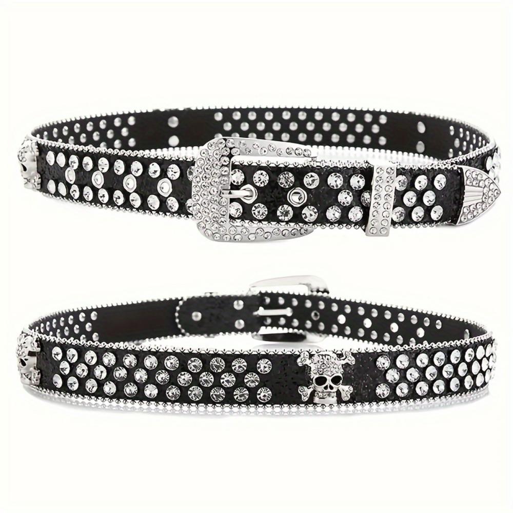 Fashion Diamond Western Cowboy Style Y2K Women's Belt PU Leather BB Belt Denim Dress Accessories