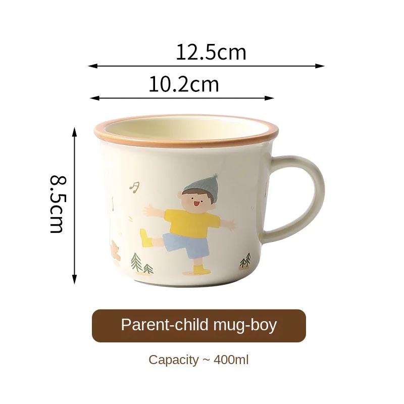 

Кружка керамическая подглазурная цветная ручная роспись с рисунком родитель-ребенок большая емкость бытовая питьевая пара кофейная чашка простая современная 400ml