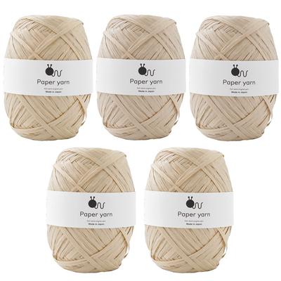 Raw Wool Paper Yarn Extra Thick 30g (approx. 77m) 100% Paper Made In Japan 5-ball Set 1.Ecle Beige