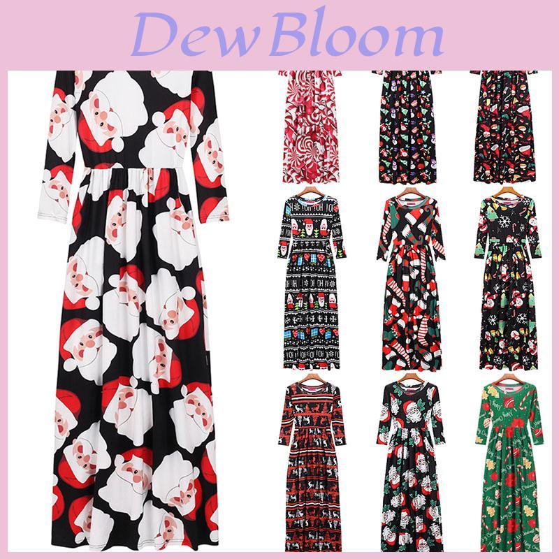 Fashion Women's Long Sleeve Christmas Dress Long Skirt Clothing With Premium Quality Material