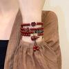 Double-layered Tianshan Green and White Jade Bracelet for Women with Ginkgo and Gourd Pendants, New Crystal Bracelet