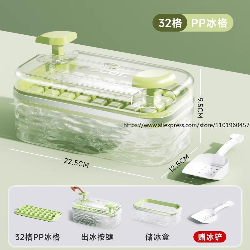 Large Capacity Press-type Ice Cube Mold Food-safe Ice Ball Tray Freezer Container Multi-purpose Ice Maker for Baby Food Drinks