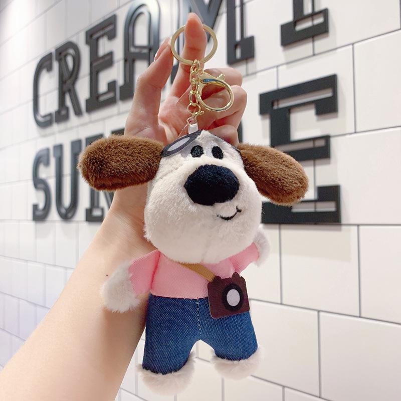 Cute Plush Dog Doll Keychain Cartoon Pendant Bag Charm Toy Accessory