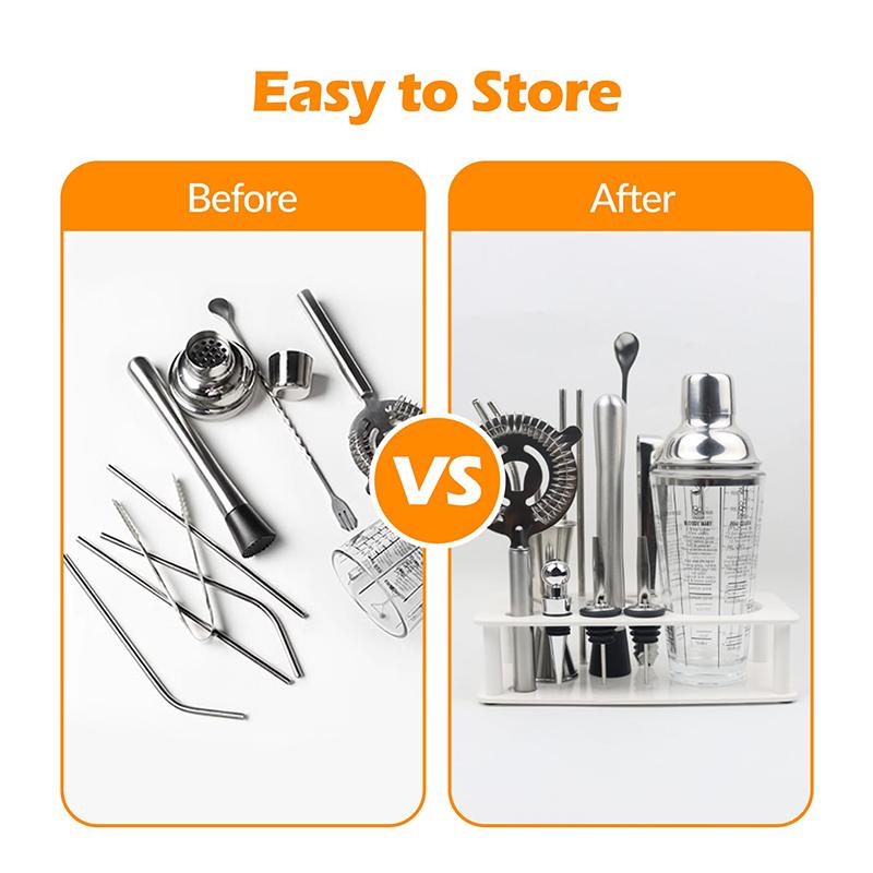 13 Slots Bartender Tool Holder Barware Drinkware Set Stand Practical Professional Cocktail Shaker Stand For Party Bar Home