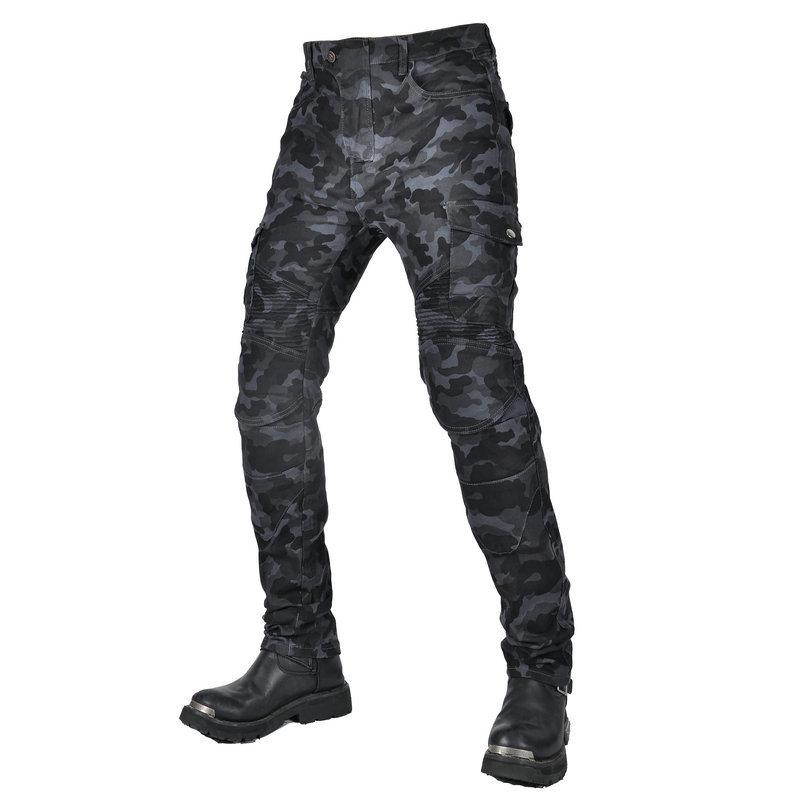 

New product motorcycle riding pants retro locomotive jeans camouflage multi-bag tooling anti-drop pants, silicone protective gear 4XL