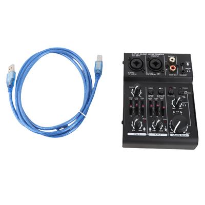 Mini 2 Channel Sound Card Mixing Console Digital Sound Mixer Built In 48V Phantom Power 5V USB Powered for Home Studio
