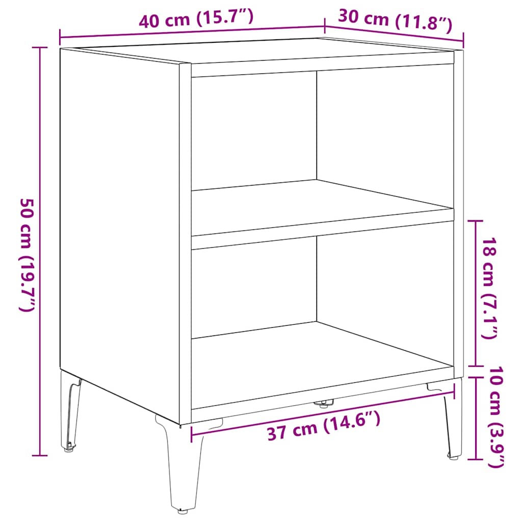 Nightstand Reclaimed Wood Look 40 x 30 x 50 cm Engineered Wood