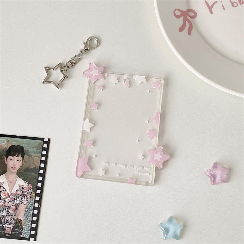 Cute Colorful Star Pocard Holder 3 Inch Card Holder Idol Po Storage Card Display Protective Pendant Card Organizer Gifts