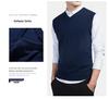 Men's Solid V-Neck Wool Knit Vest - Sleeveless Pullover for Spring and Autumn