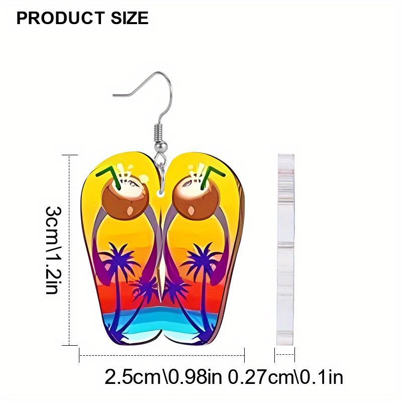 2D Flat Hawaiian Summer Earrings Slippers Acrylic Earrings Fashion Jewelry Elegant Earrings Party Earrings